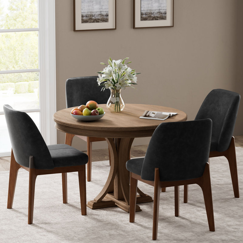 Chaises de salle à manger rembourrées en similicuir (lot de 2), Gris anthracite foncé, 4
