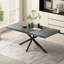 Retro Rectangular Stretch Dining Table, Stylish Simple Metal Dining Chair, Combination Set (Grey Dining Table And Black Dining Chair Set Of 4)-1713975663