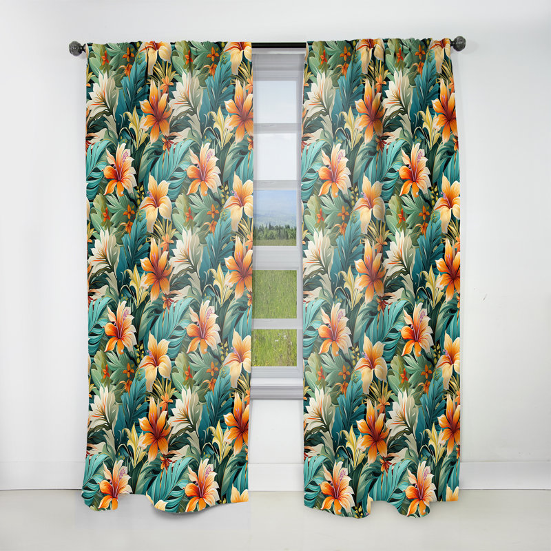 Tropical Essence Tropical Pattern II - Tropical Curtain - Velvet Room Darkening - 1 panel, 52" W x 84" L