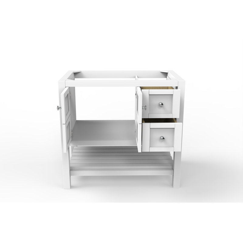 Base de meuble-lavabo simple 35 po Venice, Blanc / Chrome