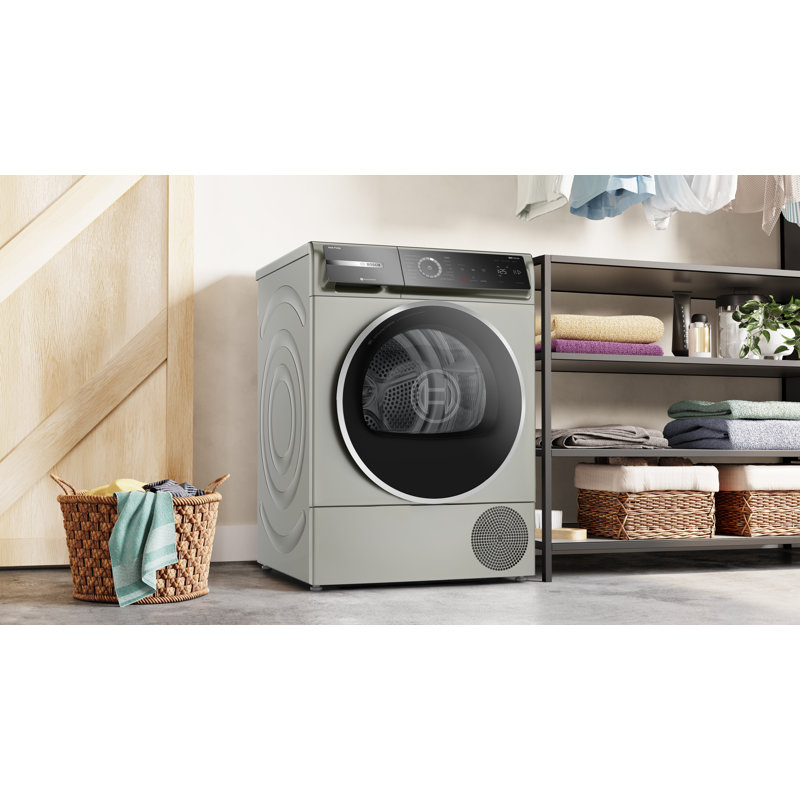 Bosch 800 Series Compact Electric Ventless Dryer With Heat Pump 24 Inch in Pearl Steel