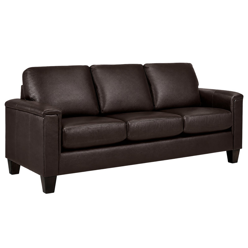 Canapé à accoudoirs carrés en cuir véritable 89 po Deboer, Cuir assorti espresso