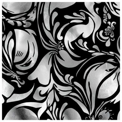Silver Black Floral Comforter