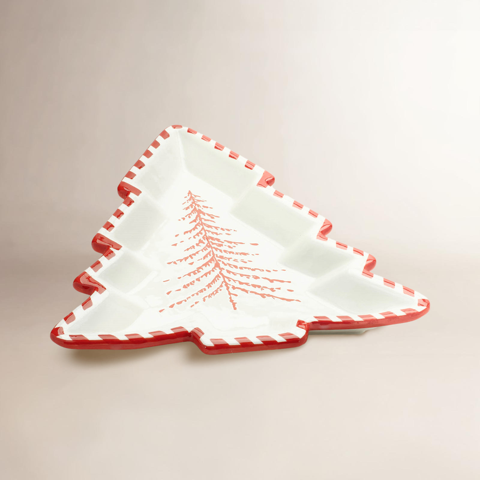 2-Piece Ceramic Pine Tree Platter Set