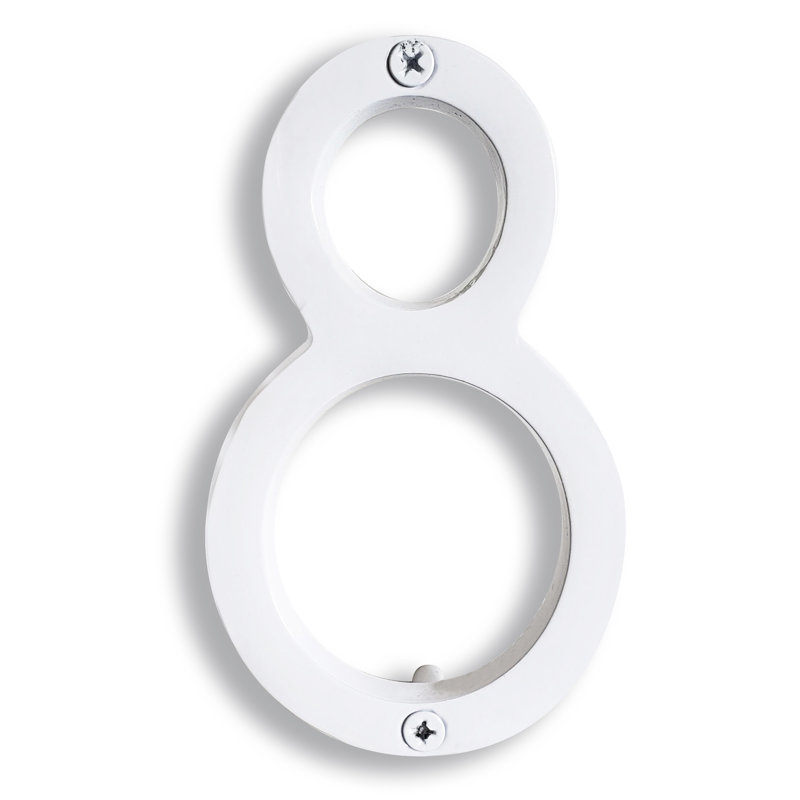 Numéro de maison en métal flottant, 6", Blanc, 8