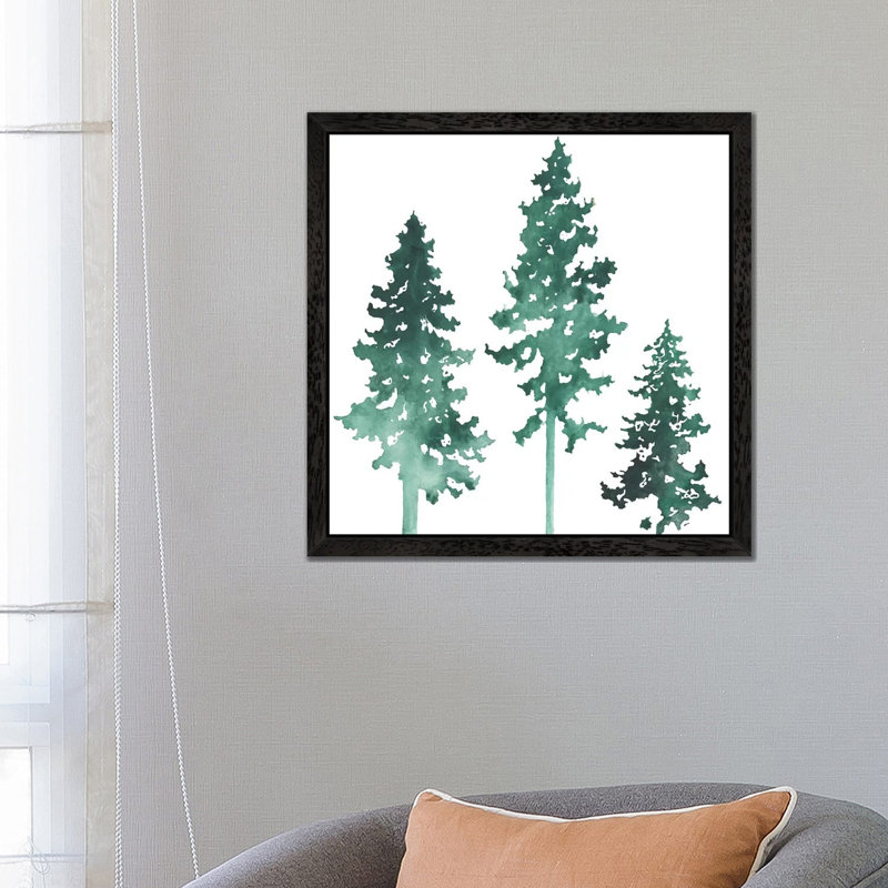 Ponderosas One - Floater Frame Painting on Canvas, 66.04 cm H x 66.04 cm W, Black Framed