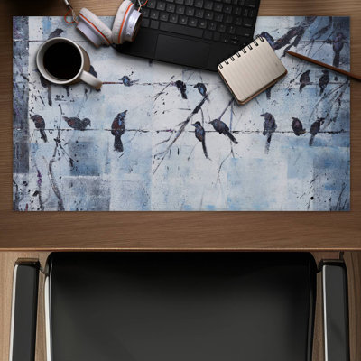 Abstract birds on electric wire - 14.00"x24.25" Desk mat