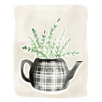 Tea Pot with Leaves - Painting Print