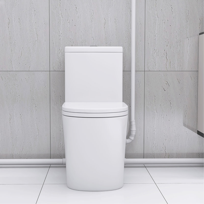 Upflush Toilet For Basement, 600W Macerating Toilet System With Powerful Dual Flush, Elongated 17.25 ADA Comfort, Soft-Close Seat, 3 Water Inlets Connect To Sink, Shower, White
