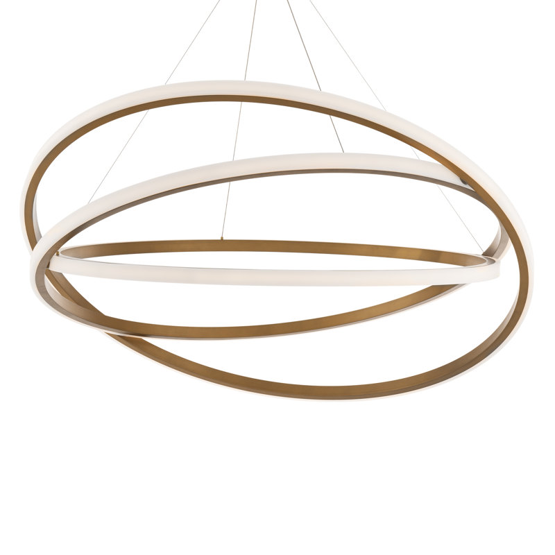 Veloce 1 - Light Unique Geometric Chandelier, Aged Brass, 11.5" H x 47.875" W x 47.125" D