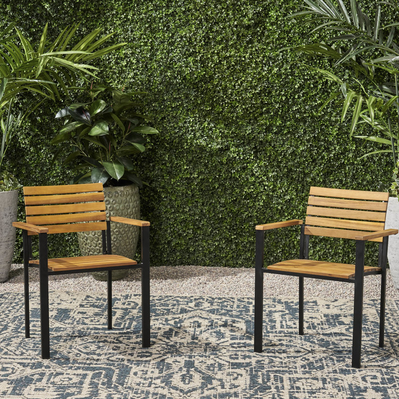 Chaises de salle à manger arrière - et noir, bois, patio élégant moderne + pour