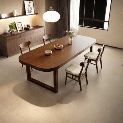 Solid wood round corner dining table rectangular