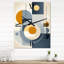 Graphique circulaire géométrique en jaune et bleu III - Très grandes horloges murales modernes Mid-Century-99636756