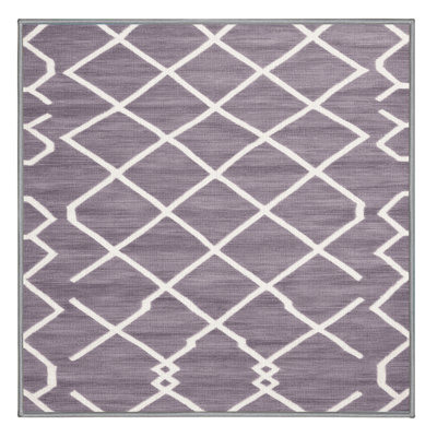 Machine Washable Trellis Pink Area Rug