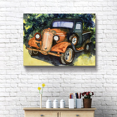 Imprimé à l’huile de vieilles voiture