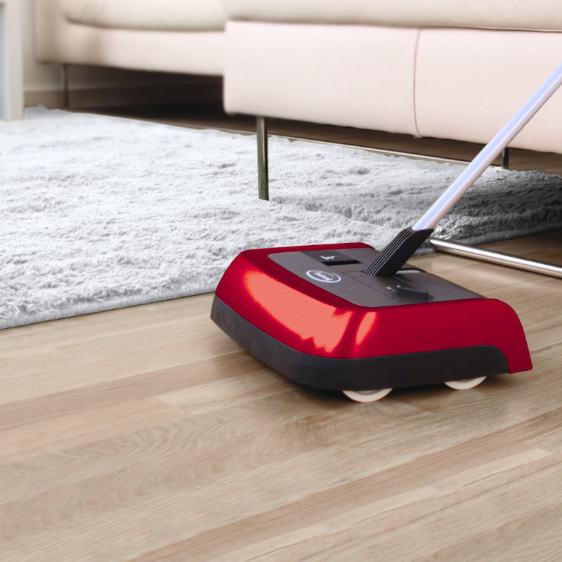 Red and Gray Cordless Manual Floor and Carpet Sweeper