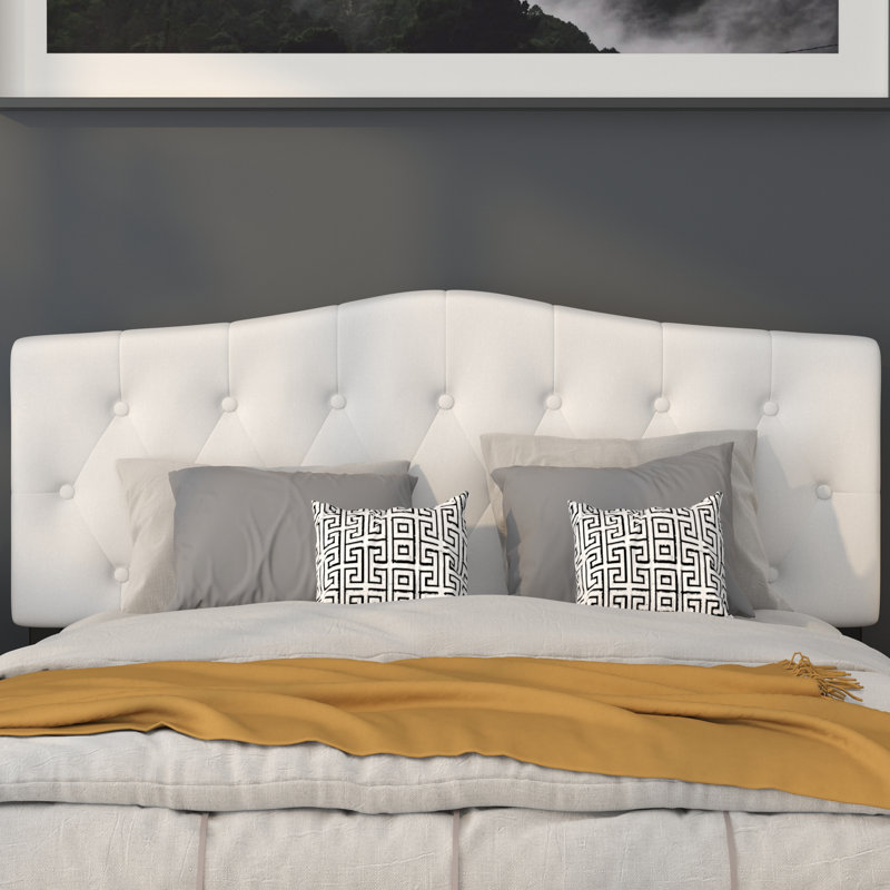 Ciriaca Upholstered Panel Headboard, Queen, White