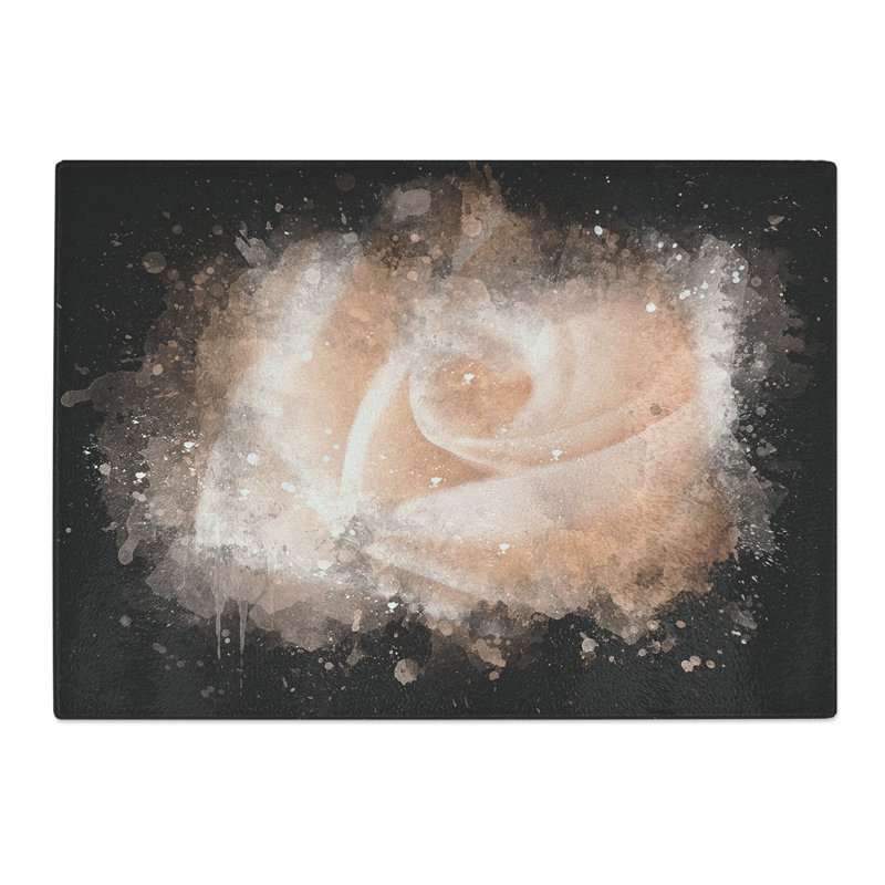 Tempered Glass Light Pink Rose Chopping Board, 28.5 cm x 39 cm