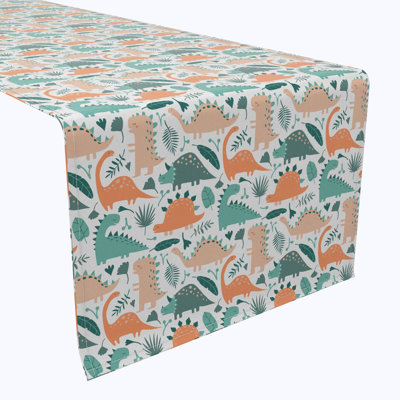 Table Runner, 100% Cotton, 16X72", Cartoon Dinosaurs