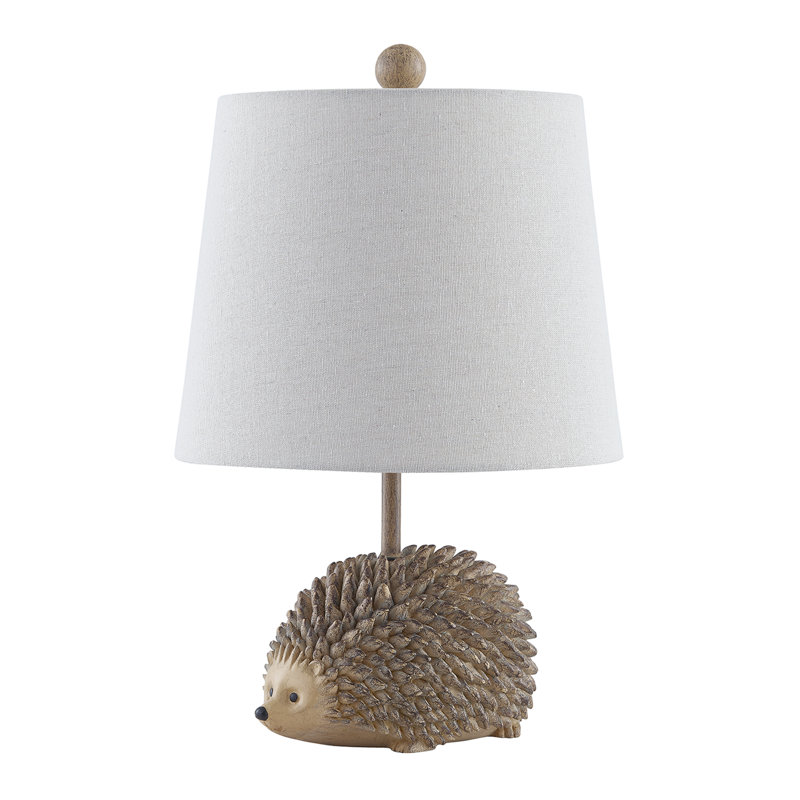 18.5" Brown Textured Resin Hedgehog Table Lamp