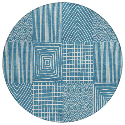 Owen Teal Washable Indoor-Outdoor Rug - 