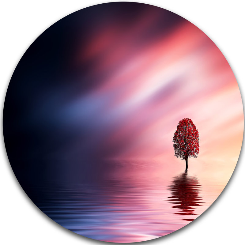 Arbre solitaire étonnant avec art graphique d'oiseaux, H 36 po x l 36 po x P 1 po, Métal
