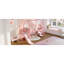Lit mezzanine simple avec glissade et escalier, lit de jeu en métal avec tablettes de rangement, toit en forme de maison et conception silencieuse, rose-130188634