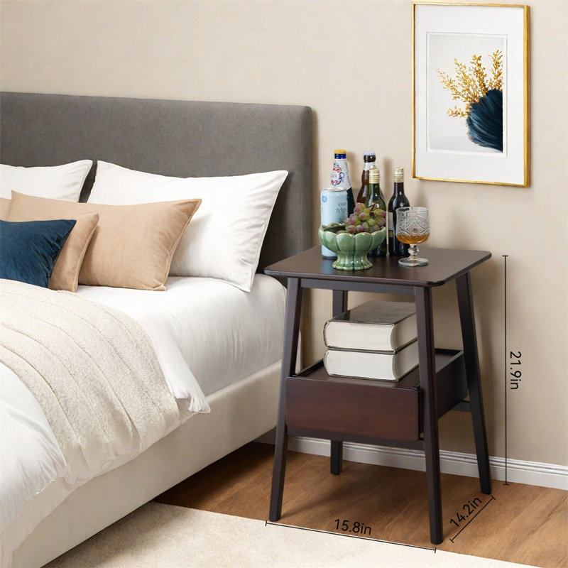 Versatile Bedside Table With Drawer, Dark Brown