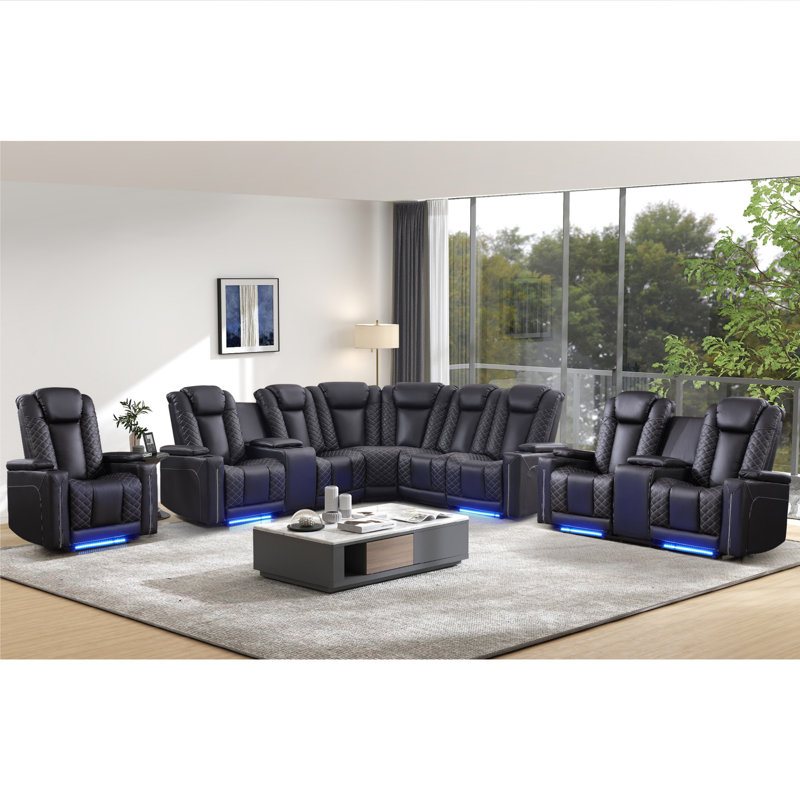 Ensemble de salon 3 pièces moderne et luxueux avec éclairage ambiant Giralt