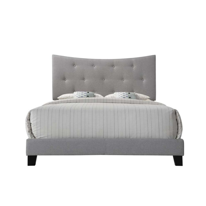 Grand lit gris en tissu