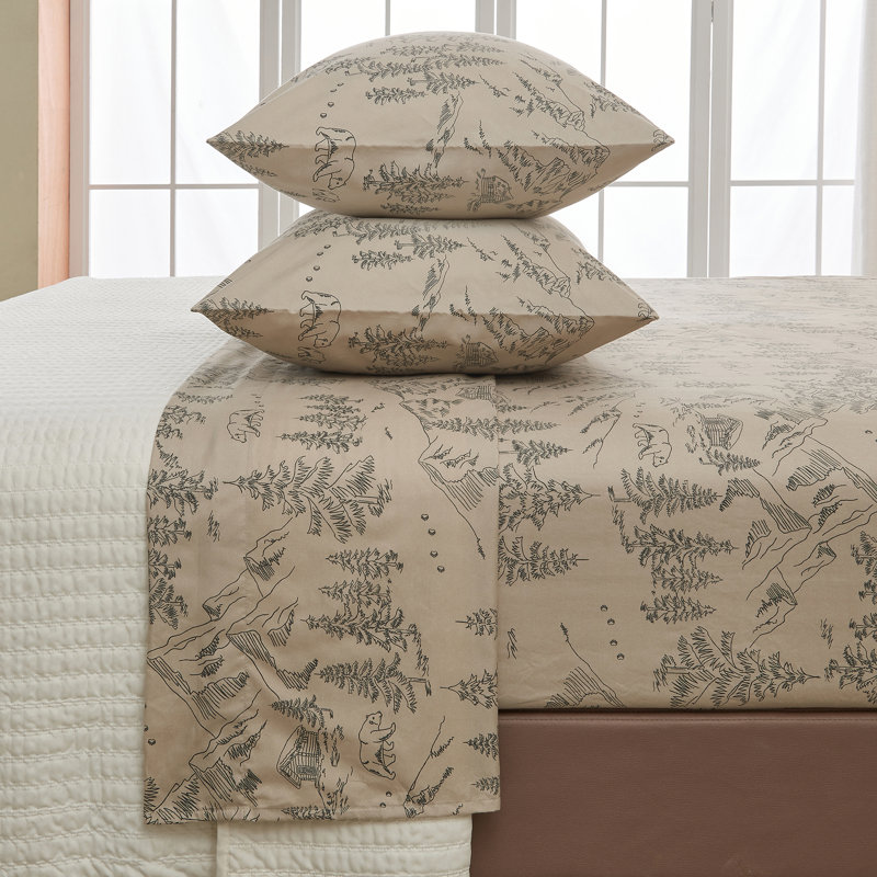 Ultra Soft Lodge Printed Microfiber Sheet Set, King, Bear Mountain