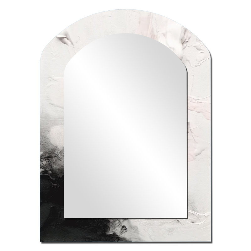«White Twist Watercolor III», peinture abstraite arquée, miroir mural blanc asymétrique, reproduction d'art en métal