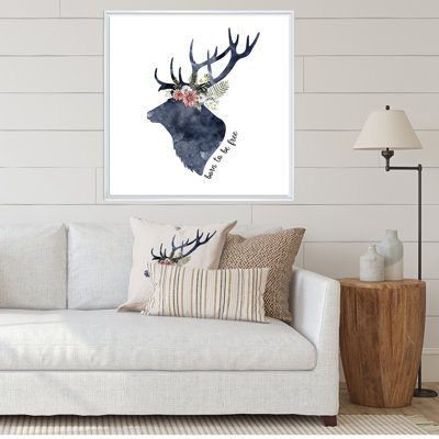 «Botanical Deer Head Silhouette», reproduction d'art sur toile