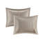 Édredon taupe charmeuse - taie décorative très moelleuse brillante 7 pièces