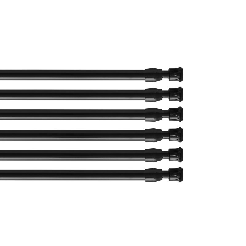 Tige de tension à ressort réglable, diamètre de 1/2 po, tube d'acier, paquet de 6, noir, 15,7 à 27,5 po, 15.7-27.5", Noir