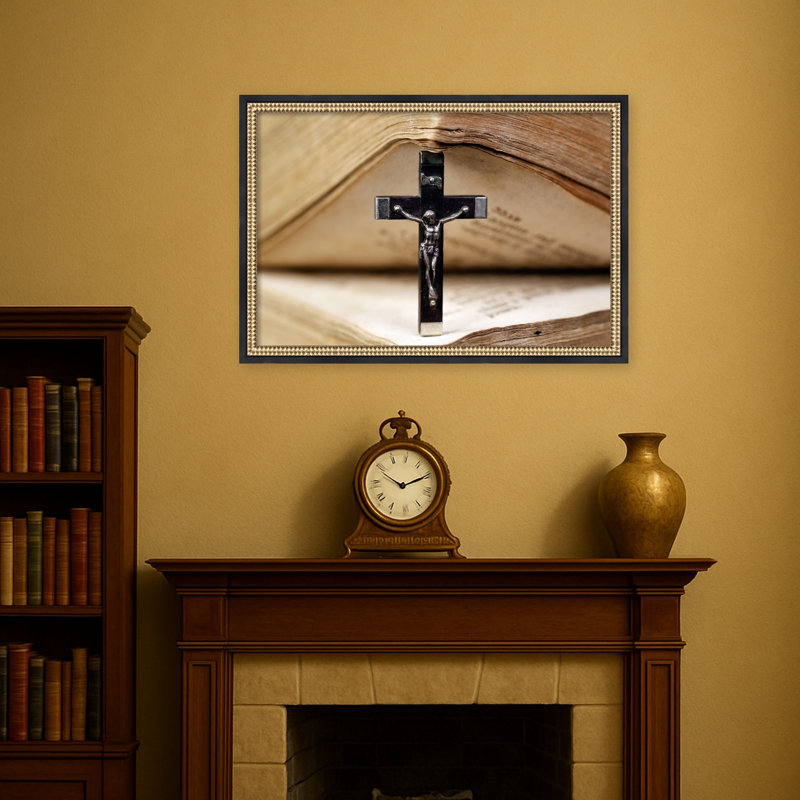 «Christian Cross Bible Scripture», reproduction d'art sur toile encadrée