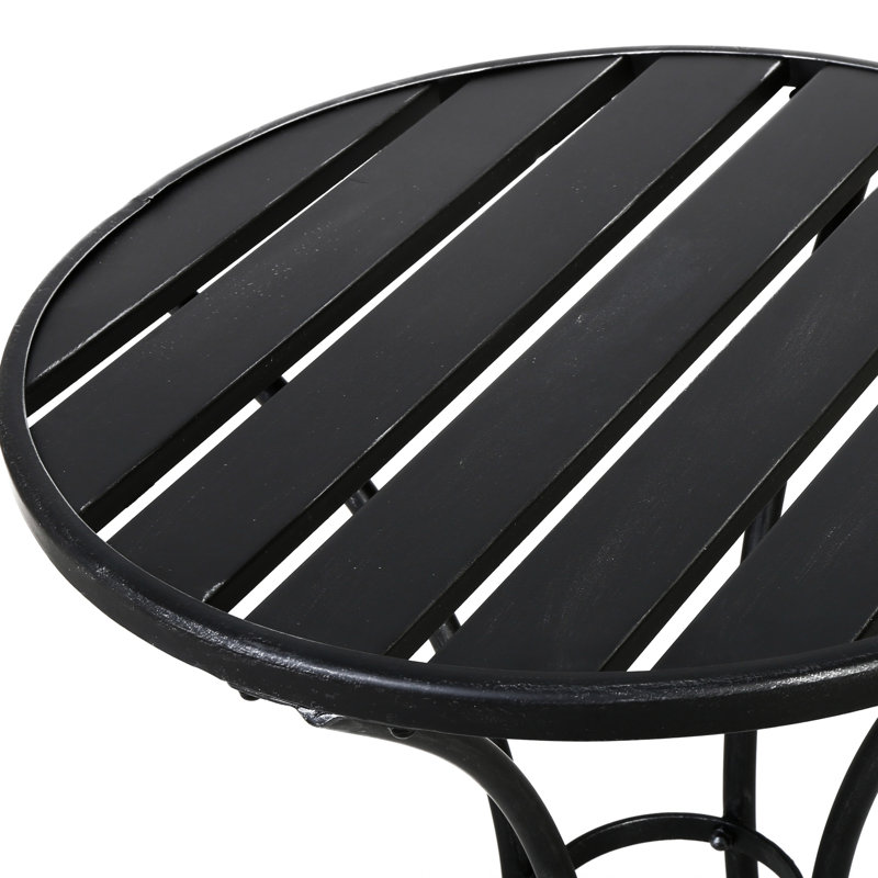 3 Piece Bistro Outdoor, Powder Coated Iron Distinctive Outdoor , Pc, Unique, Black/Silver
