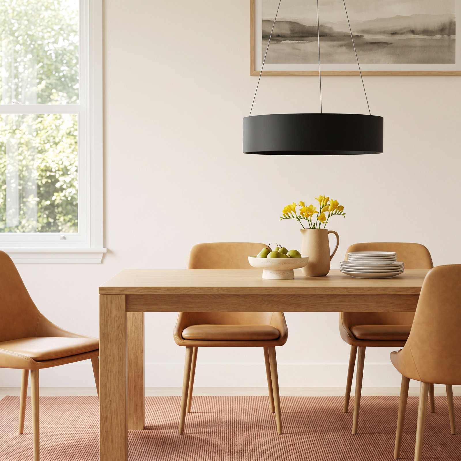 Fynn Single Light Steel Dimmable LED Pendant, Black