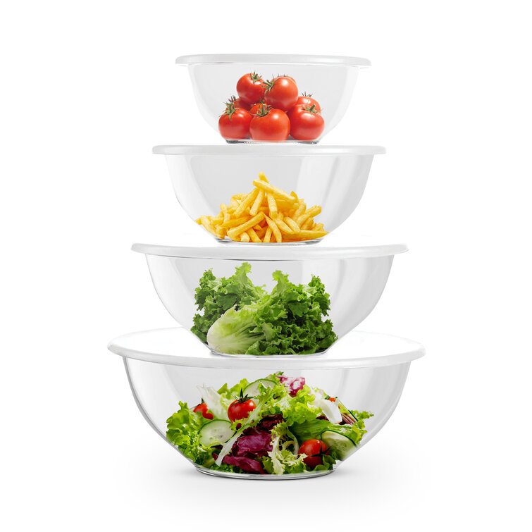 JoyFul 4 Large Glass Mixing Bowls With Lids