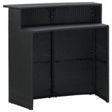 Bar Table Outdoor Counter Height Pub Table with 2 Shelves PE Rattan