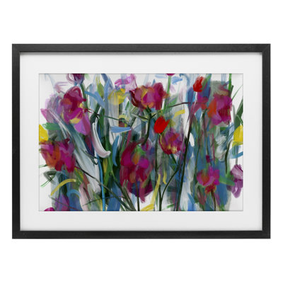 Expressive Blooming Roses Framed Print Under Glass, design by Atelier Posters