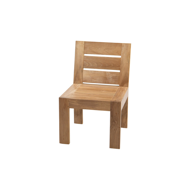 Pacific Outdoor Teak Dining Side Chair with Sunbrella Cushions, White