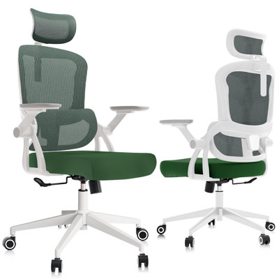 Chaise de bureau ergonomique robuste, chaise d'ordinateur à haut dossier avec supports lombaires et appui-tête réglables, accoudoirs pivotants 3D réglables, chaises de travail roulantes avec roues jusqu'à 350 lb
