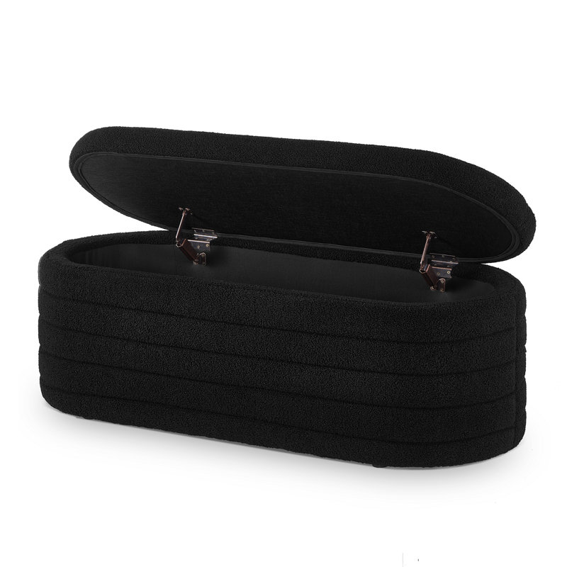 Banc de rangement avec repose-pieds Skandar, Noir