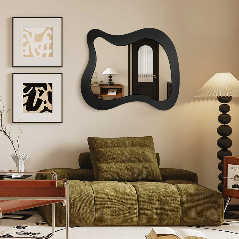 Asymmetrical Mirror, Black, 60 cm H x 50 cm W