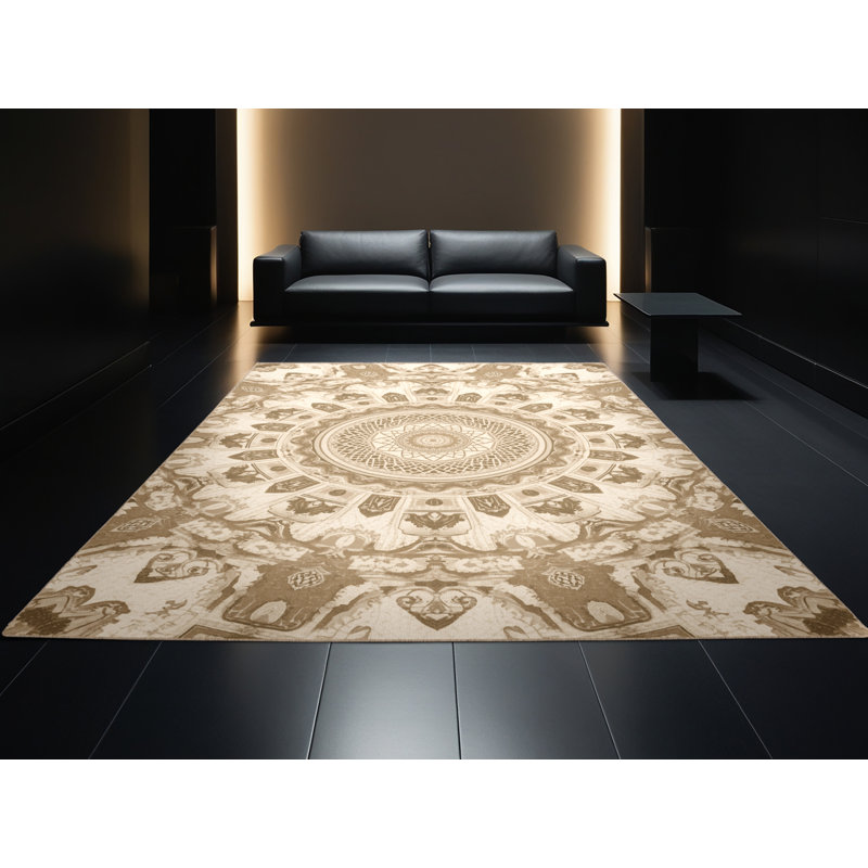 Tapis beige délavé à la machine Bergland, 4 x 6