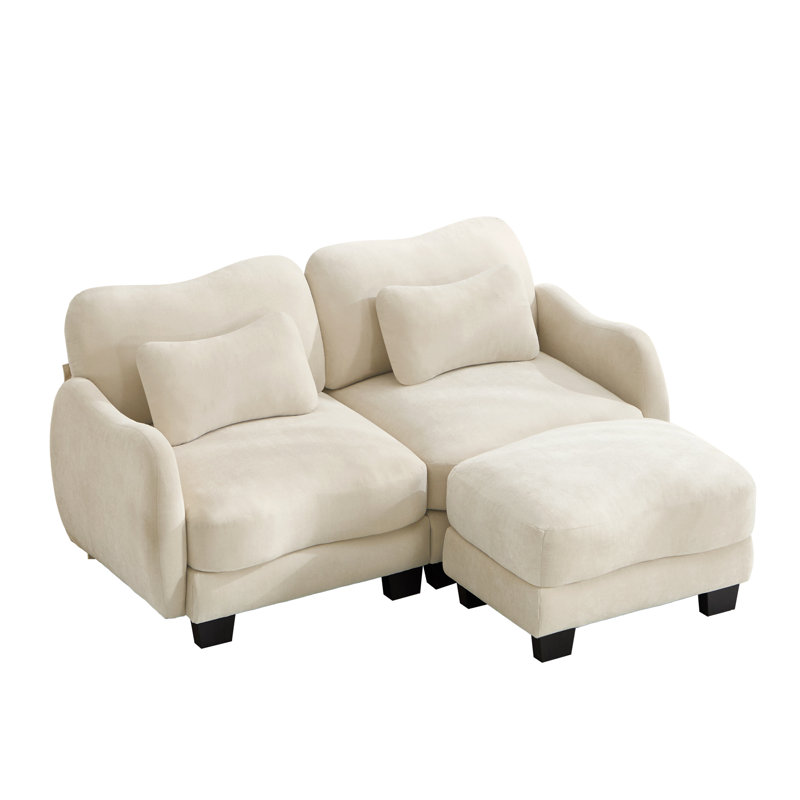 Ensemble de canapé modulaire en forme de L avec repose-pieds ergonomique Cloud et coussins lombaires, Beige