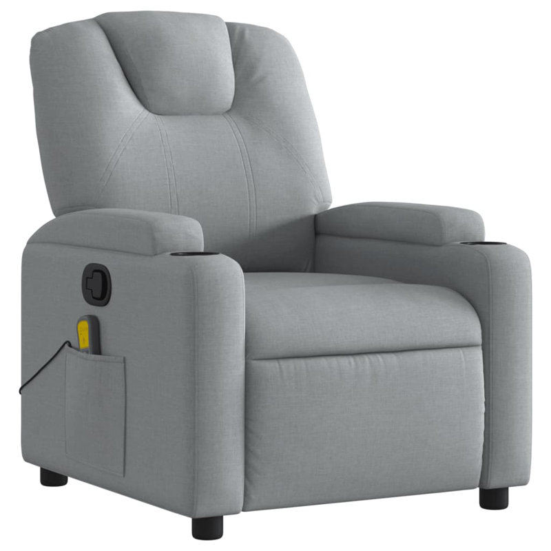 vidaXL Recliner Chair, Adjustable, Light Gray Polyester, Manual