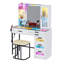 Ensemble de coiffeuse avec tabouret, miroir lumineux RVB, station de charge, tiroirs multicouches, tablettes de rangement et armoire-130825267