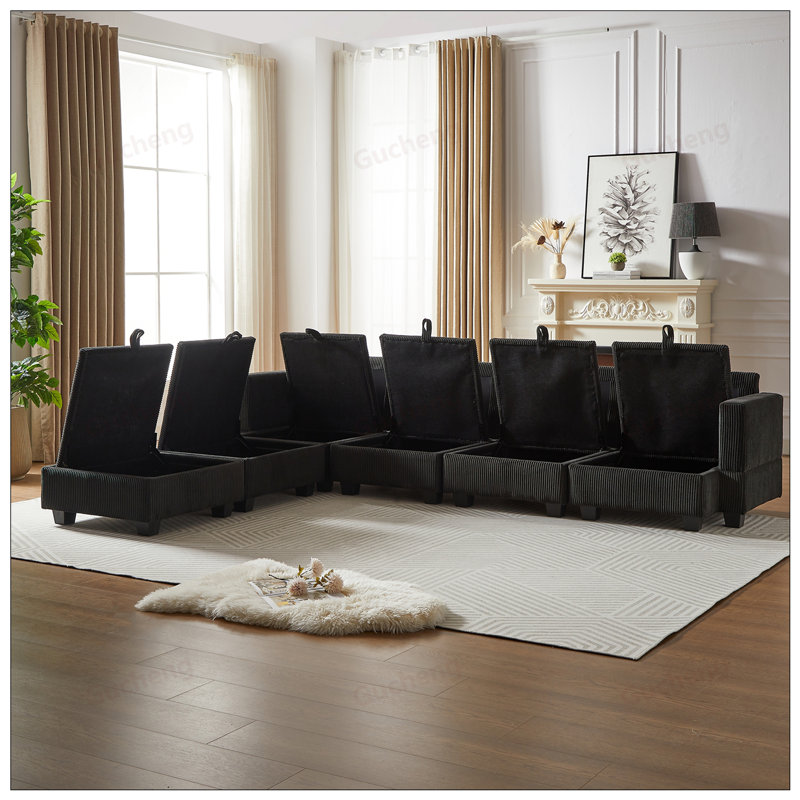 Canapé modulaire 113,5 po Sectiona, Noir